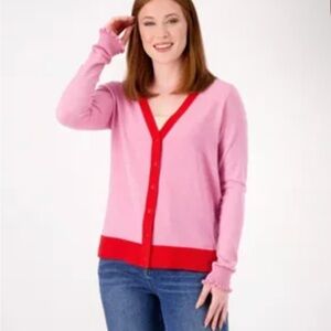 Pink and Red Women's Sweater